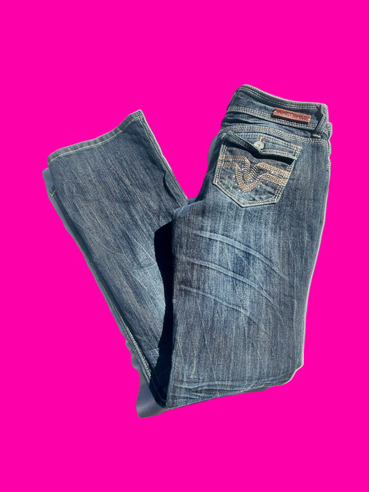 Almost Famous distressed bootcut jeans size 9