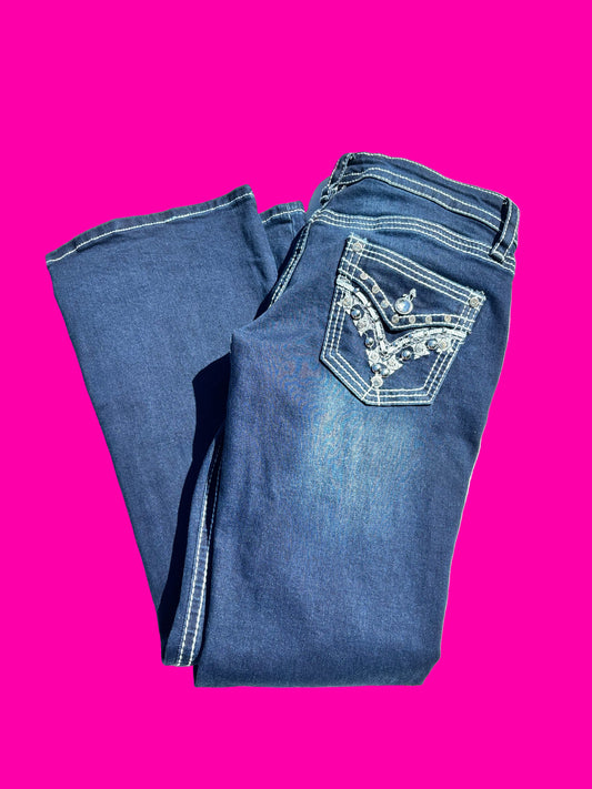 Simons studded rhinestone bootcut jeans size 8