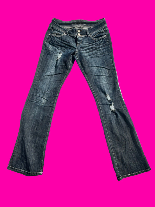 Almost Famous distressed bootcut jeans size 9