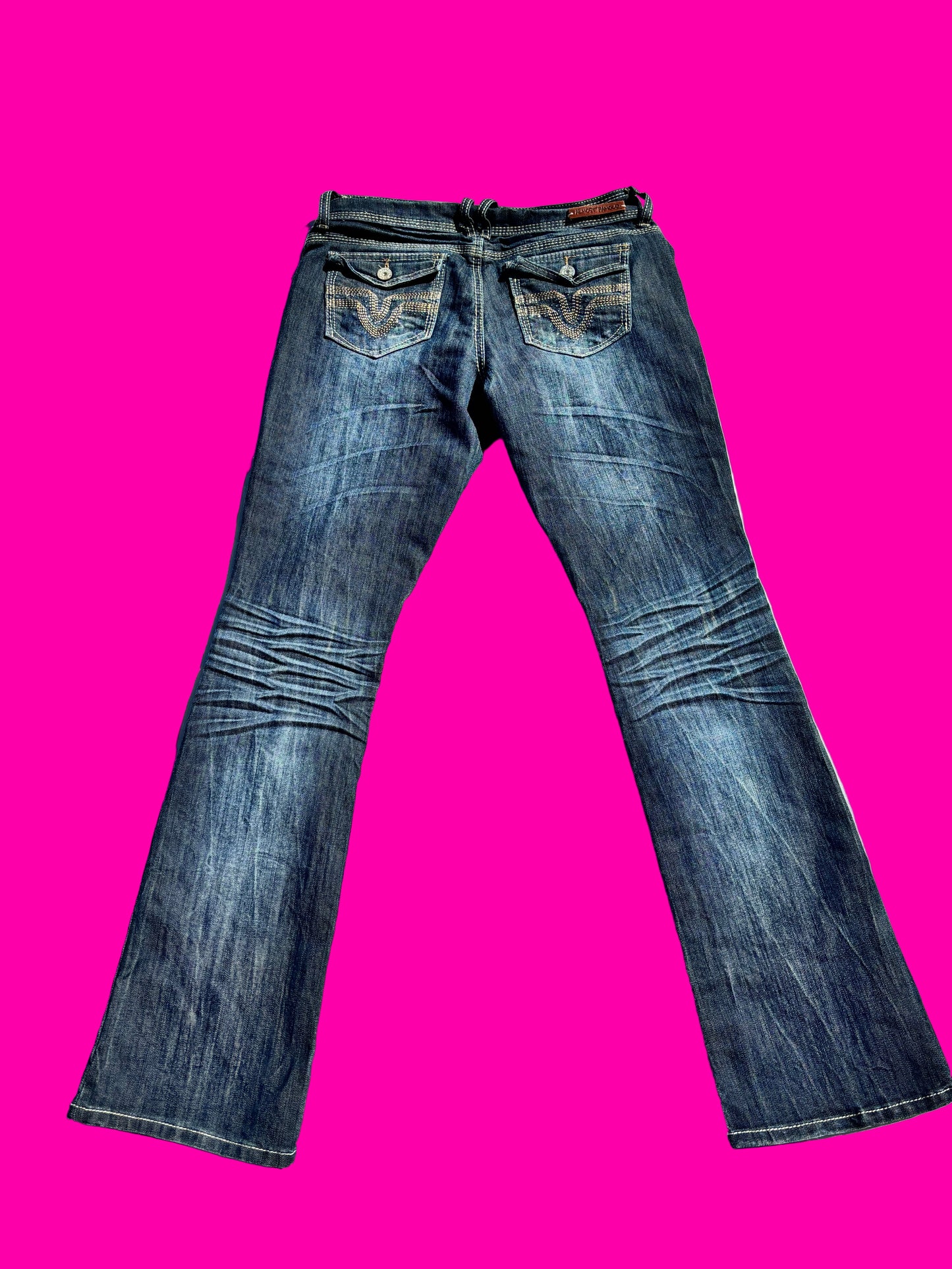 Almost Famous distressed bootcut jeans size 9